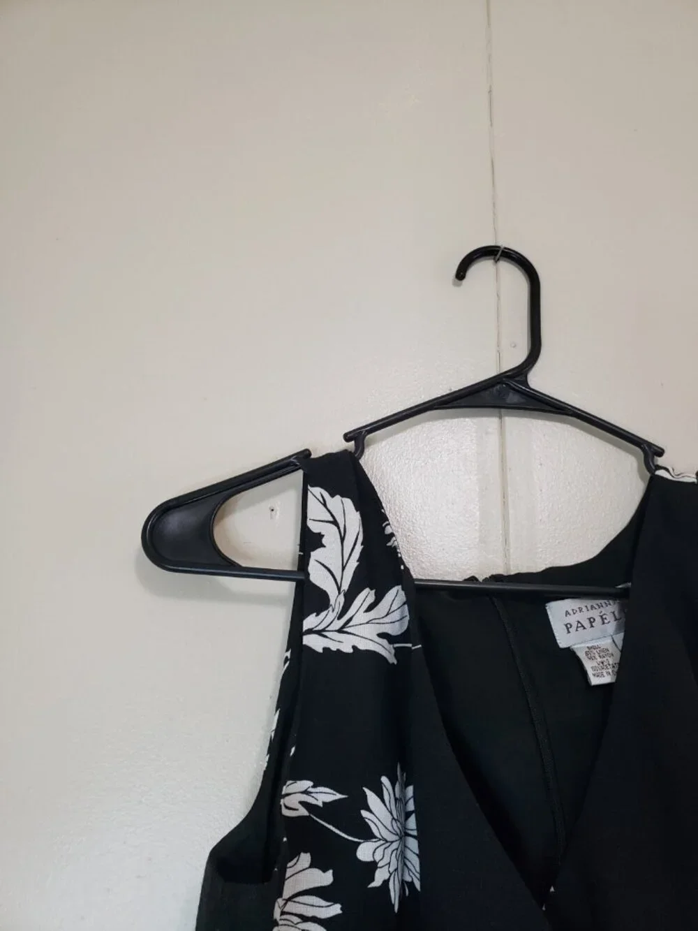 Adrianna Papell Womens 12 Dress A Line Black Floral Linen Rayon Blend Sleeveless